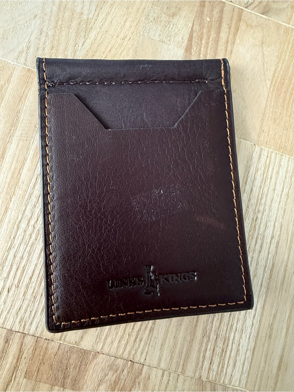 Links & kings brown leather slim money clip wallet